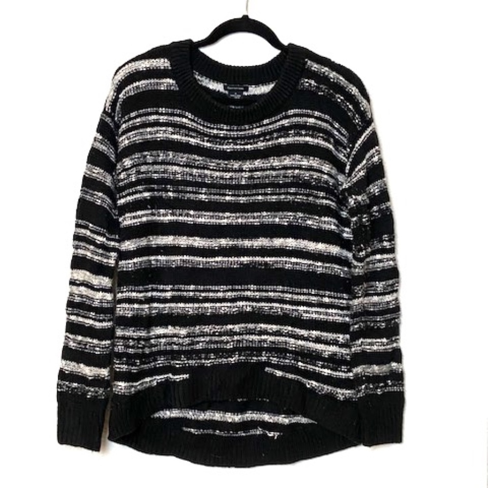 Calvin Klein | Black/White Knit High Low Sweater M
